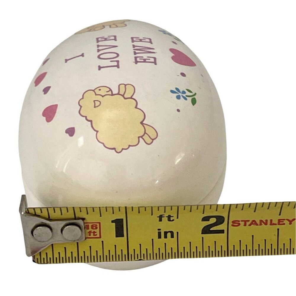 Vintage Ceramic Egg Candle Russ Berrie I Love Ewe Jewelry Trinket Box Lamb Sheep - Picture 7 of 9